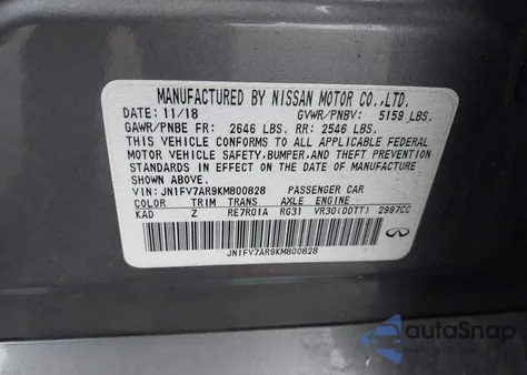 2019 Infiniti Q50 3.0T Red Sport 400 z USA, uszkodzony, nr VIN JN1FV7AR9KM800828